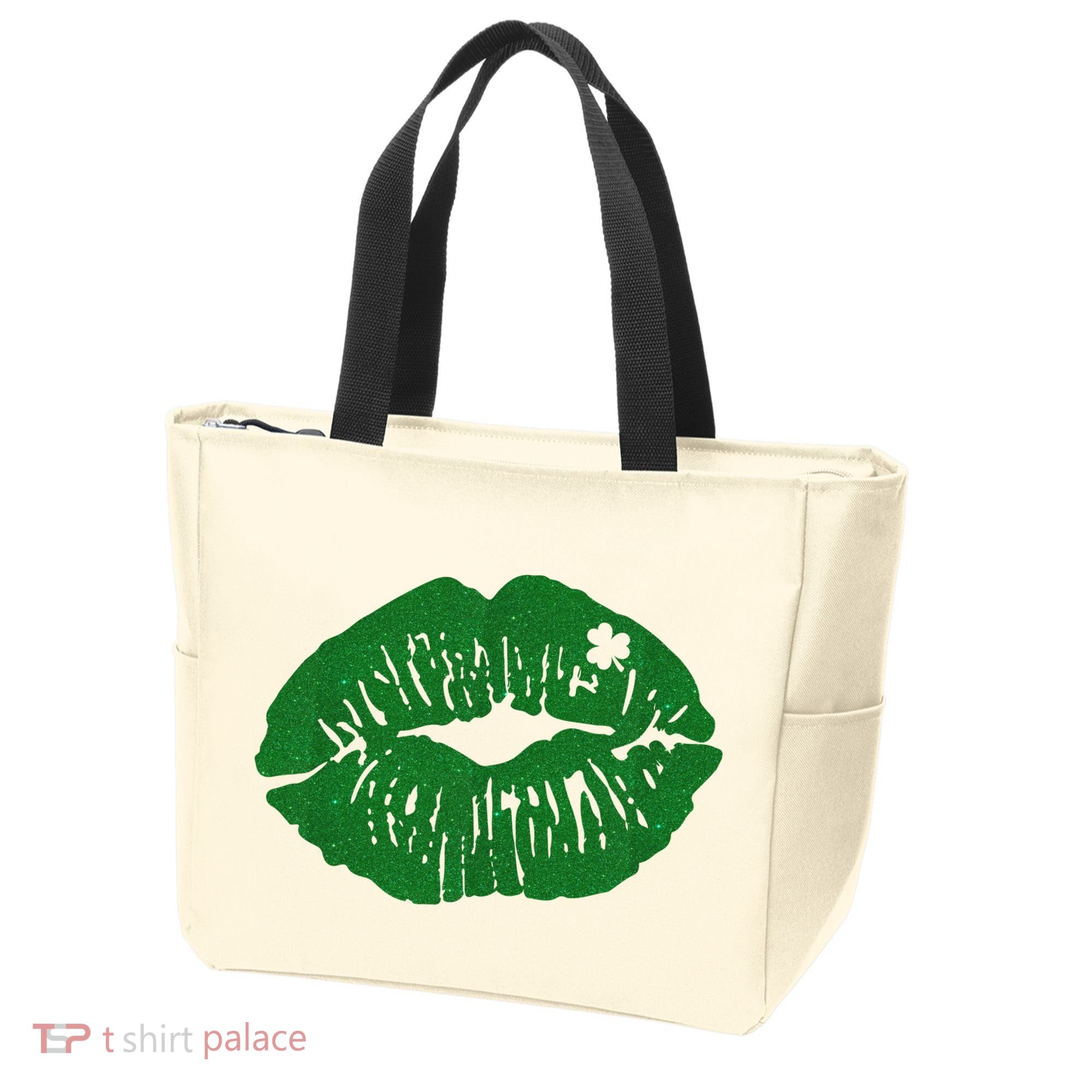Shamrock Lip St Patricks Day Tote Bag