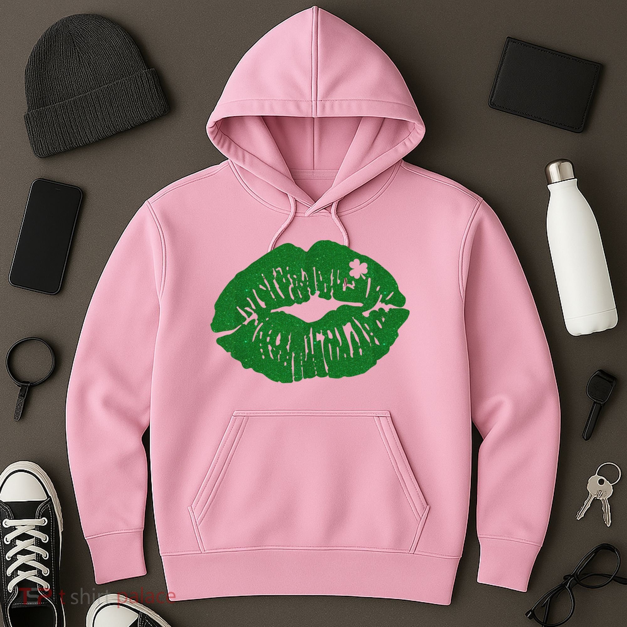 Shamrock Lip St Patricks Day Hoodie