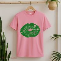 Shamrock Lip St Patricks Day T-Shirt thumb 2