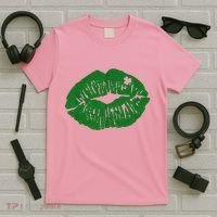 Shamrock Lip St Patricks Day T-Shirt thumb 5