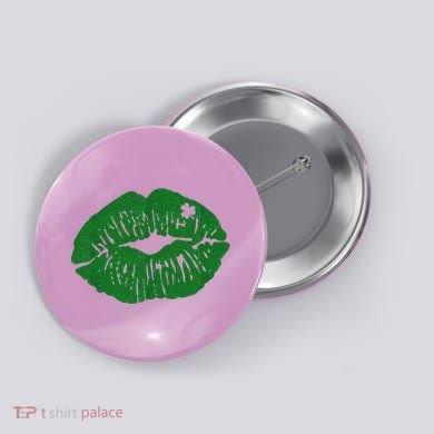 Shamrock Lip St Patricks Day Button