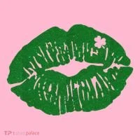 Shamrock Lip St Patricks Day Button thumb 1