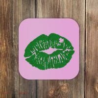 Shamrock Lip St Patricks Day Coaster thumb 0