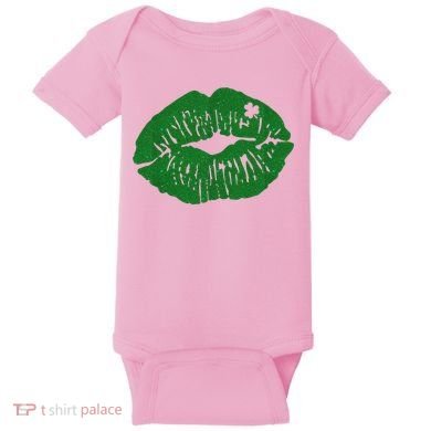 Shamrock Lip St Patricks Day Baby Bodysuit