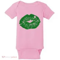 Shamrock Lip St Patricks Day Baby Bodysuit thumb 0