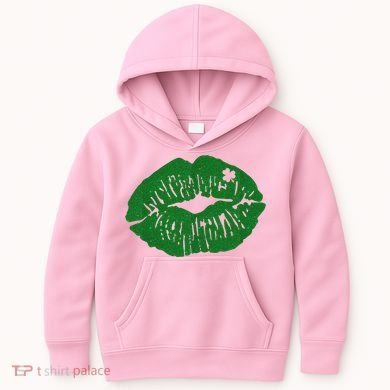 Shamrock Lip St Patricks Day Kids Hoodie