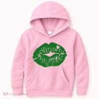 Shamrock Lip St Patricks Day Kids Hoodie thumb 0
