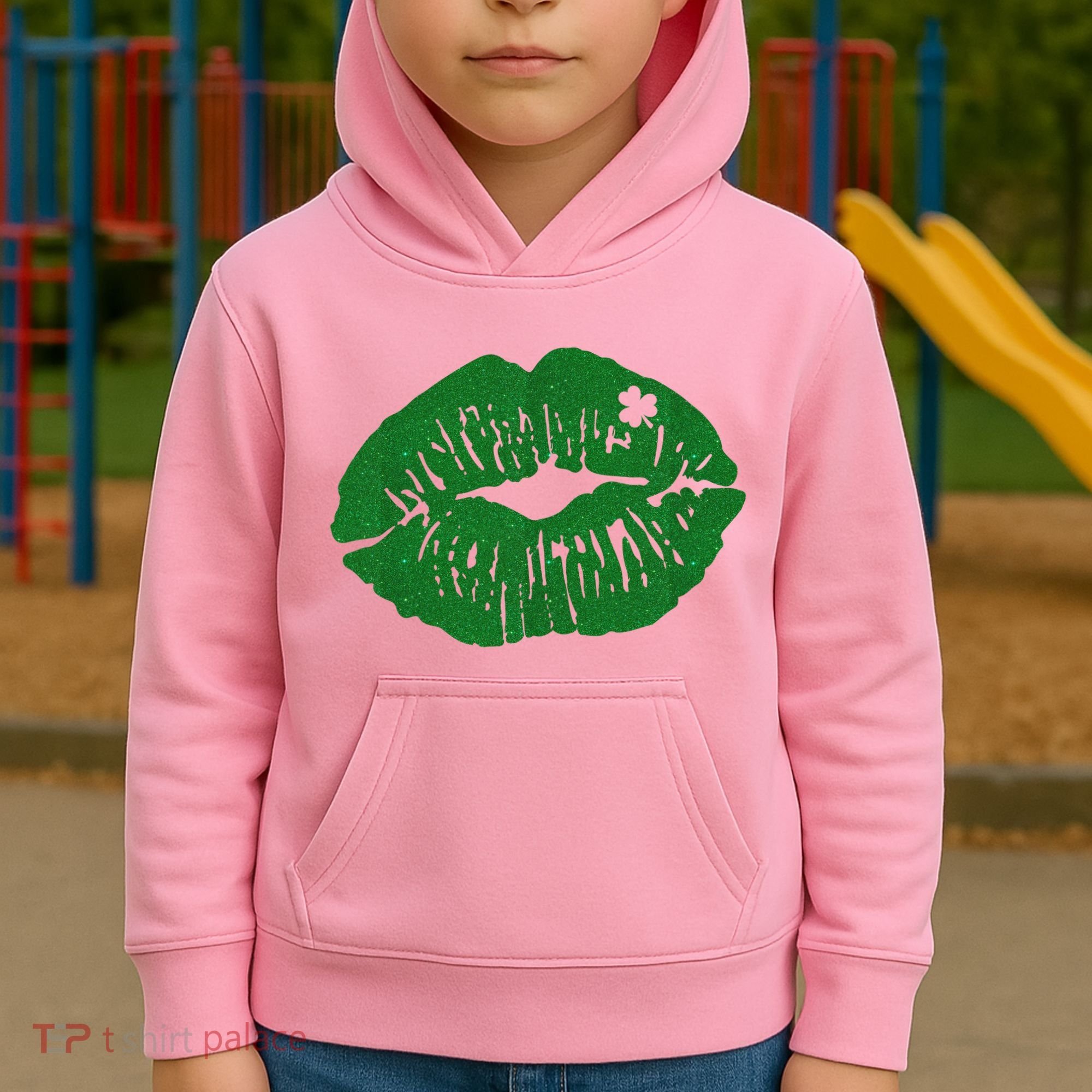 Shamrock Lip St Patricks Day Kids Hoodie