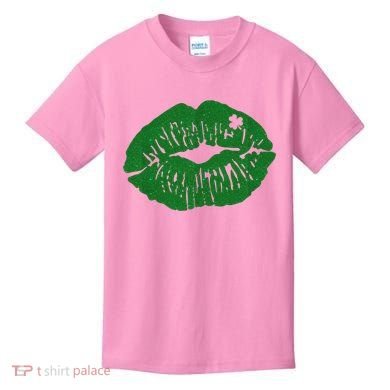 Shamrock Lip St Patricks Day Kids T-Shirt