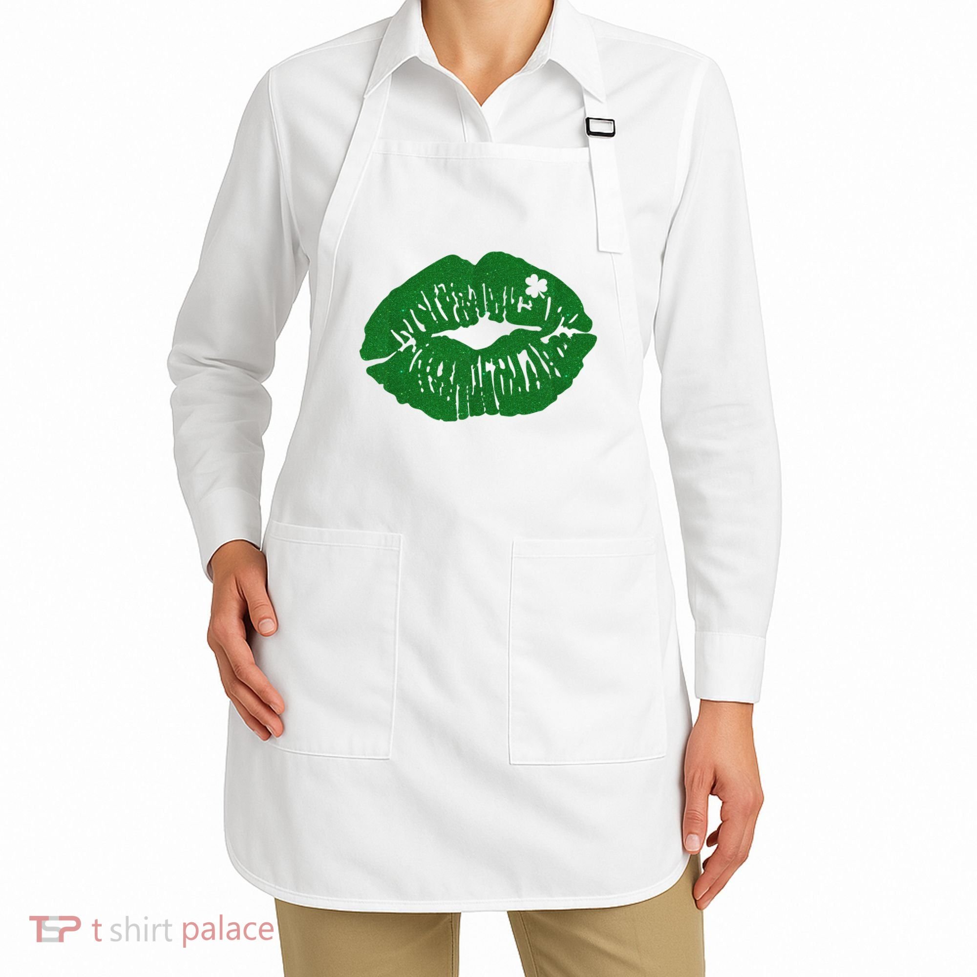 Shamrock Lip St Patricks Day Apron