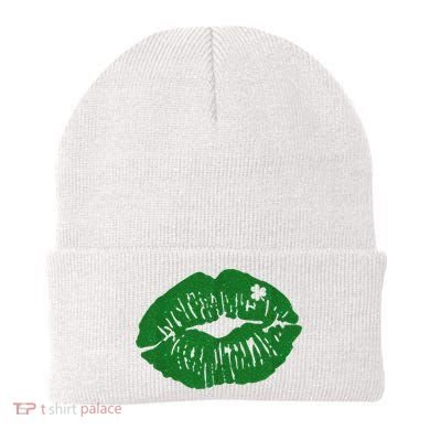 Shamrock Lip St Patricks Day Beanie