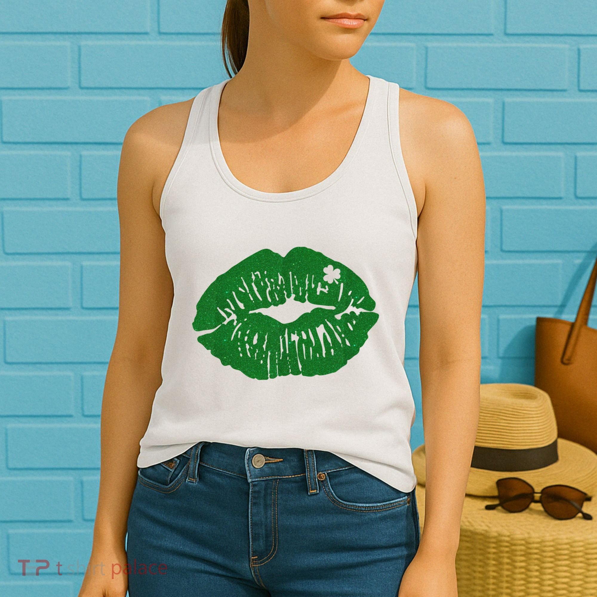 Shamrock Lip St Patricks Day Women's Tank Top