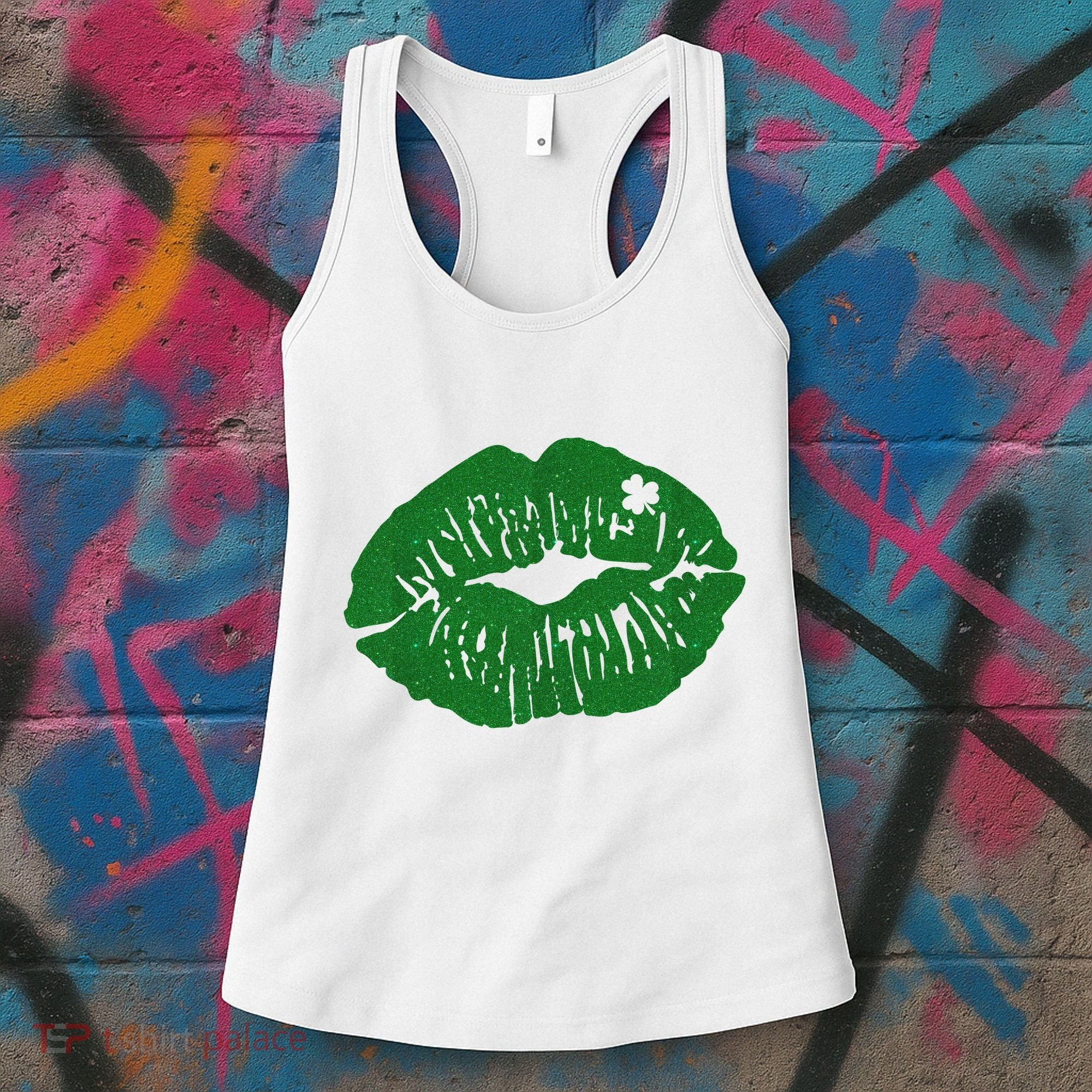 Shamrock Lip St Patricks Day Women's Tank Top