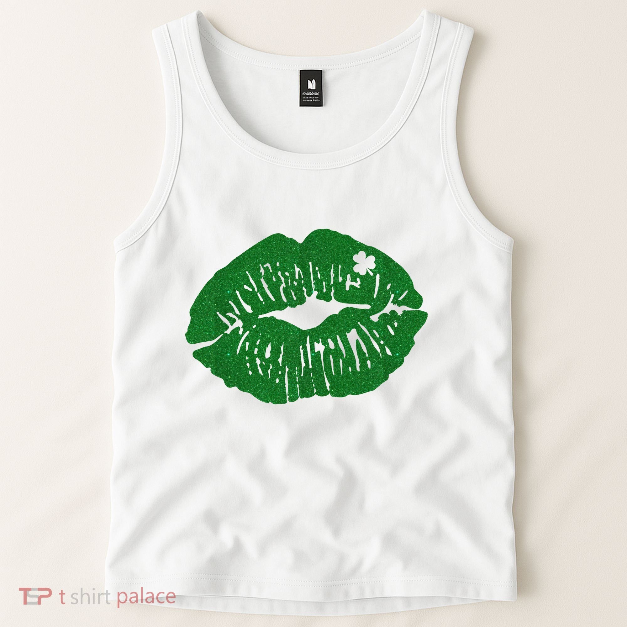 Shamrock Lip St Patricks Day Tank Top