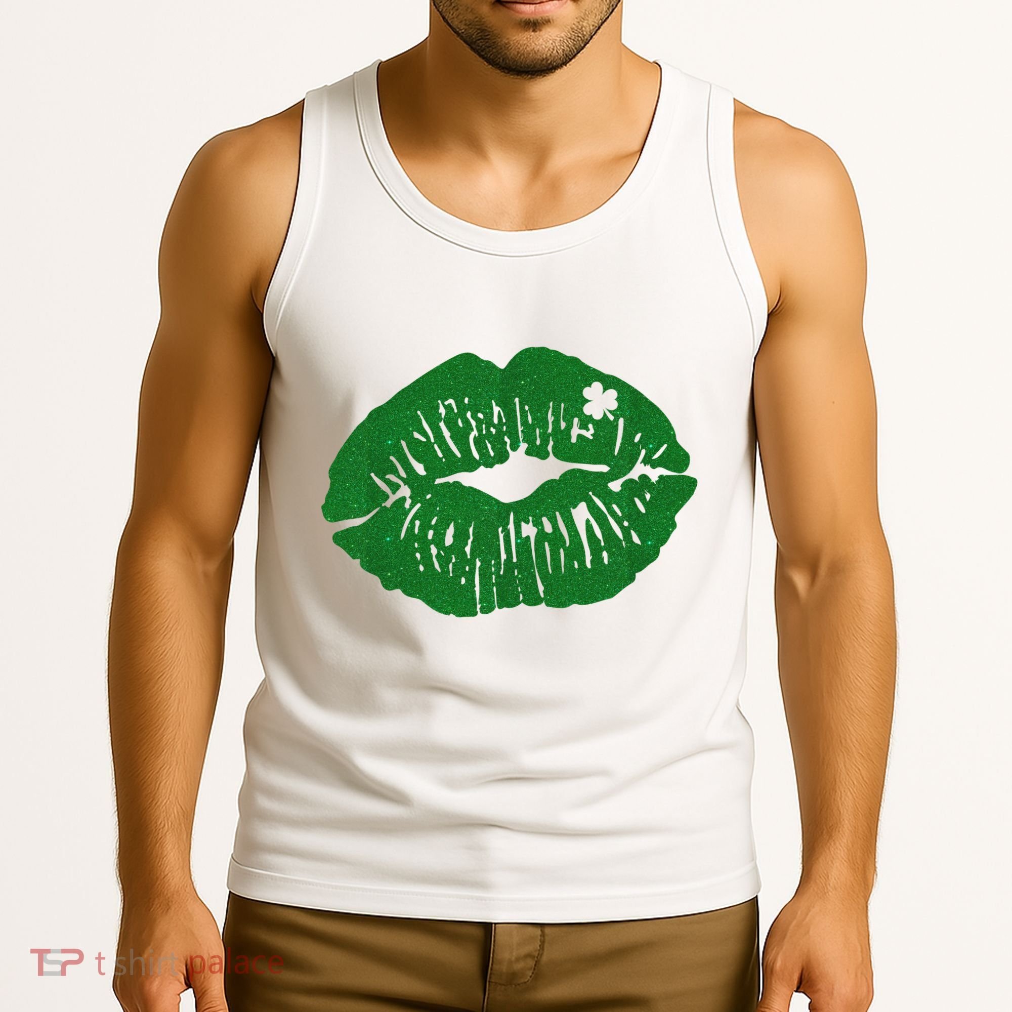 Shamrock Lip St Patricks Day Tank Top