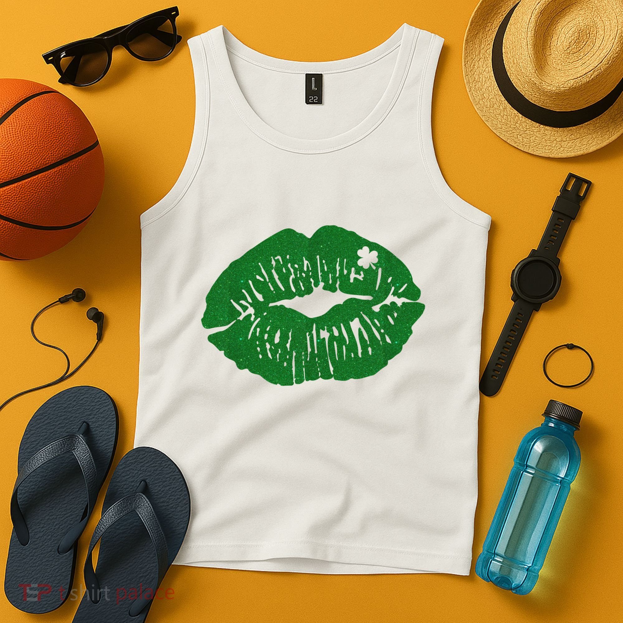 Shamrock Lip St Patricks Day Tank Top