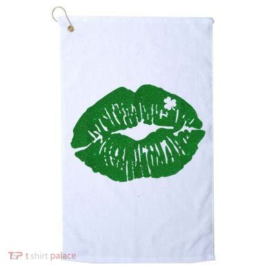 Shamrock Lip St Patricks Day Golf Towel