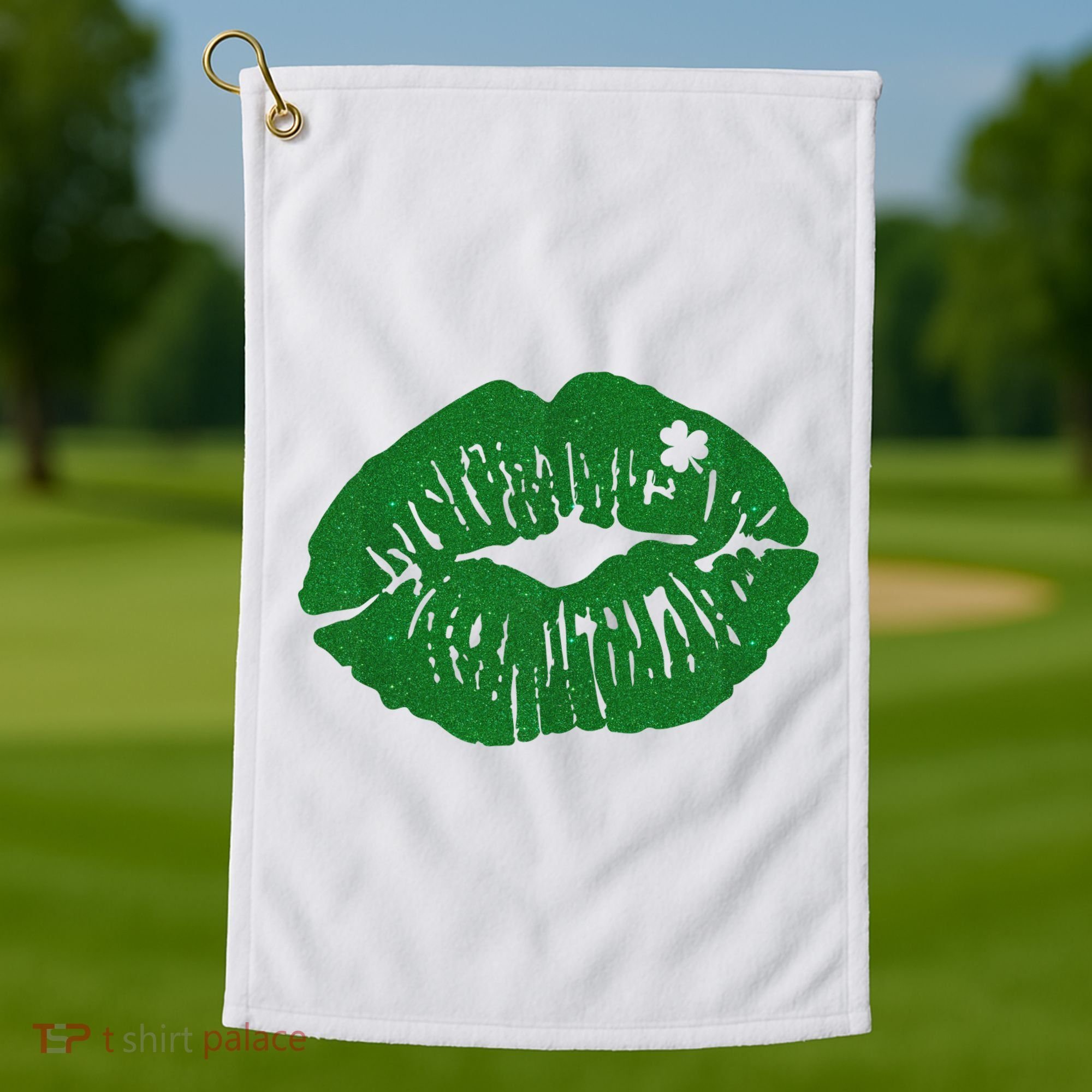 Shamrock Lip St Patricks Day Golf Towel