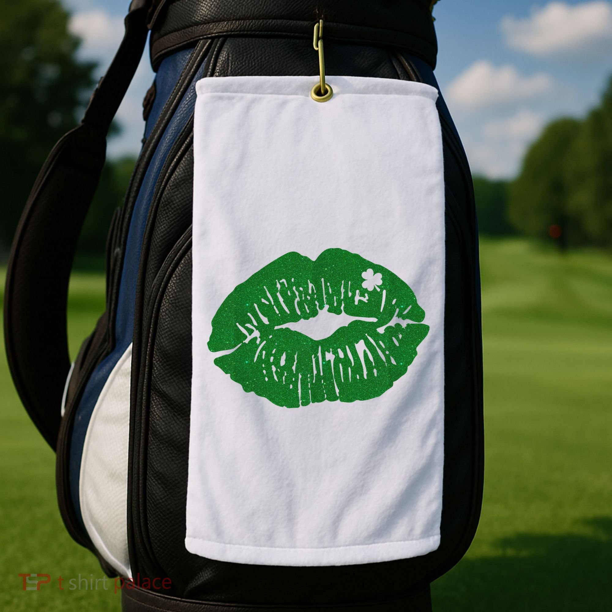 Shamrock Lip St Patricks Day Golf Towel