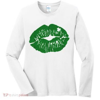 Shamrock Lip St Patricks Day Women's Long Sleeve Shirt