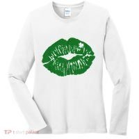 Shamrock Lip St Patricks Day Women's Long Sleeve Shirt thumb 0