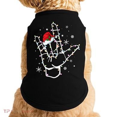 Sign Language Santa Hat Asl Lights Christmas Doggie Tank