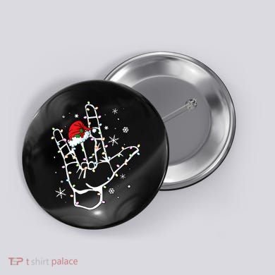 Sign Language Santa Hat Asl Lights Christmas Button