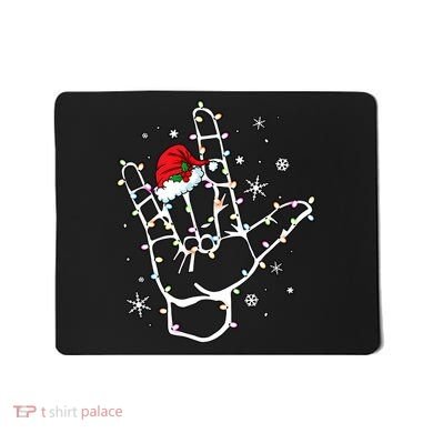 Sign Language Santa Hat Asl Lights Christmas Mousepad