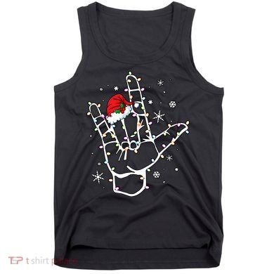 Sign Language Santa Hat Asl Lights Christmas Tank Top