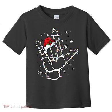 Sign Language Santa Hat Asl Lights Christmas Toddler T-Shirt