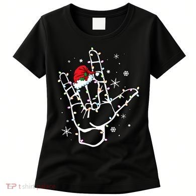 Sign Language Santa Hat Asl Lights Christmas Women's T-Shirt