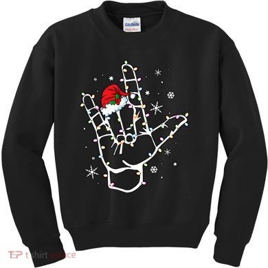 Sign Language Santa Hat Asl Lights Christmas Kids Sweatshirt