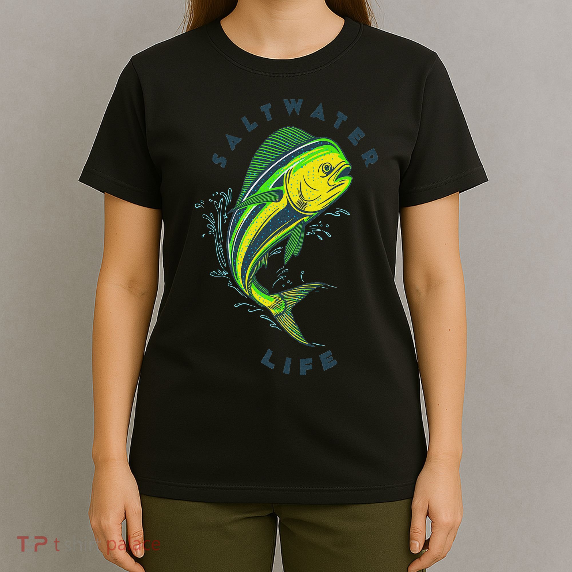 Saltwater Life Saltwater Mahi Mahi Jumping Fishing T-Shirt