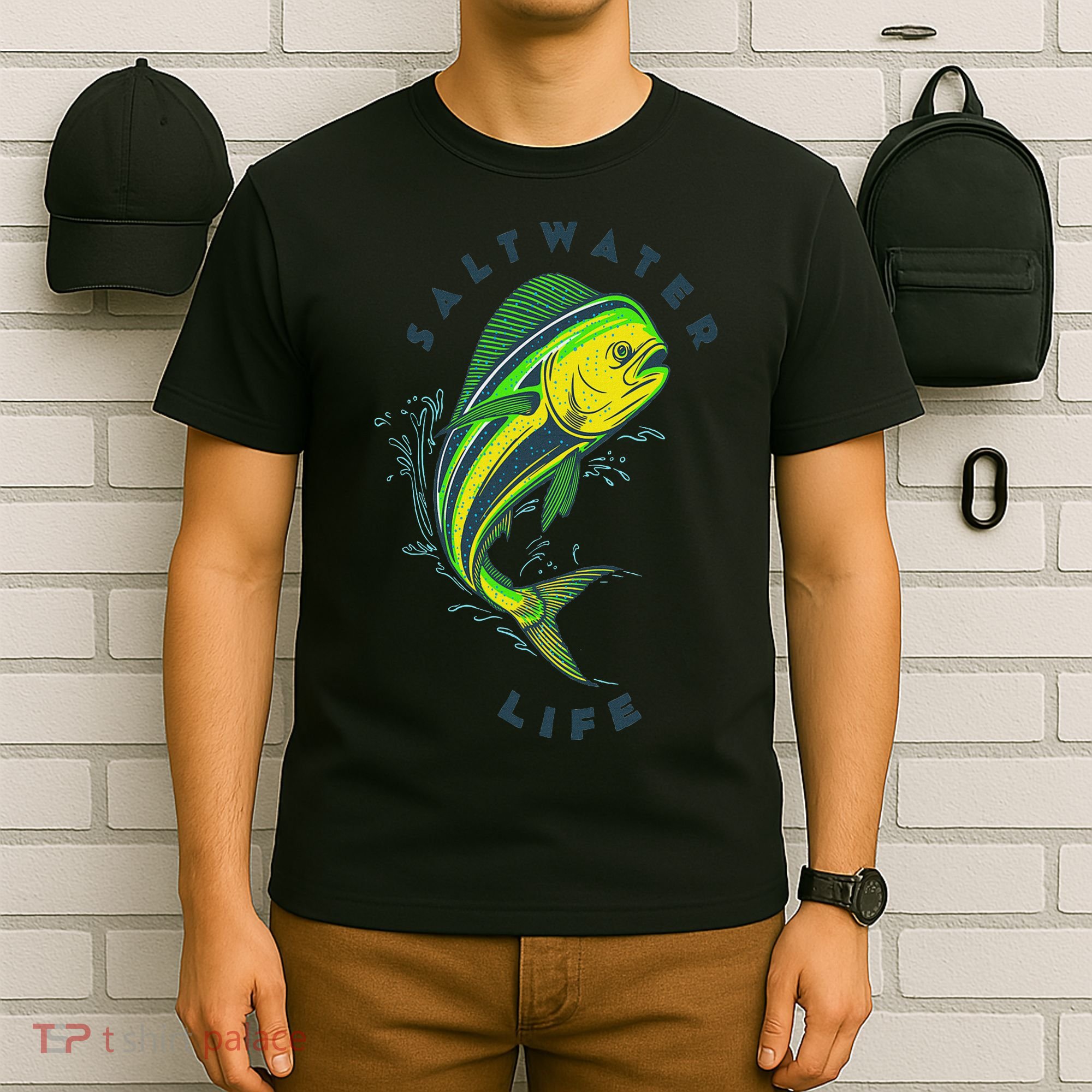 Saltwater Life Saltwater Mahi Mahi Jumping Fishing T-Shirt