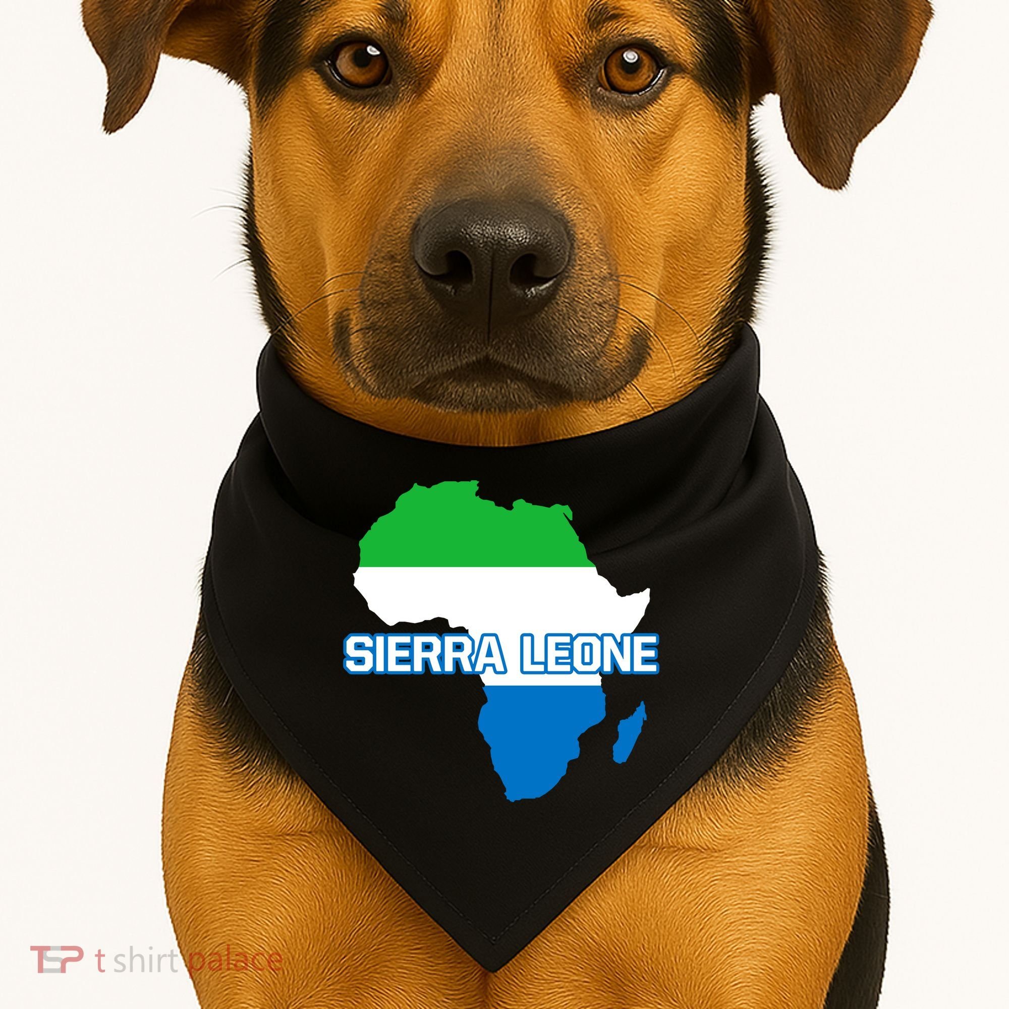 Sierra Leone Sierra Leonean Pride Flag Map Africa Print USA-Made Doggie Bandana
