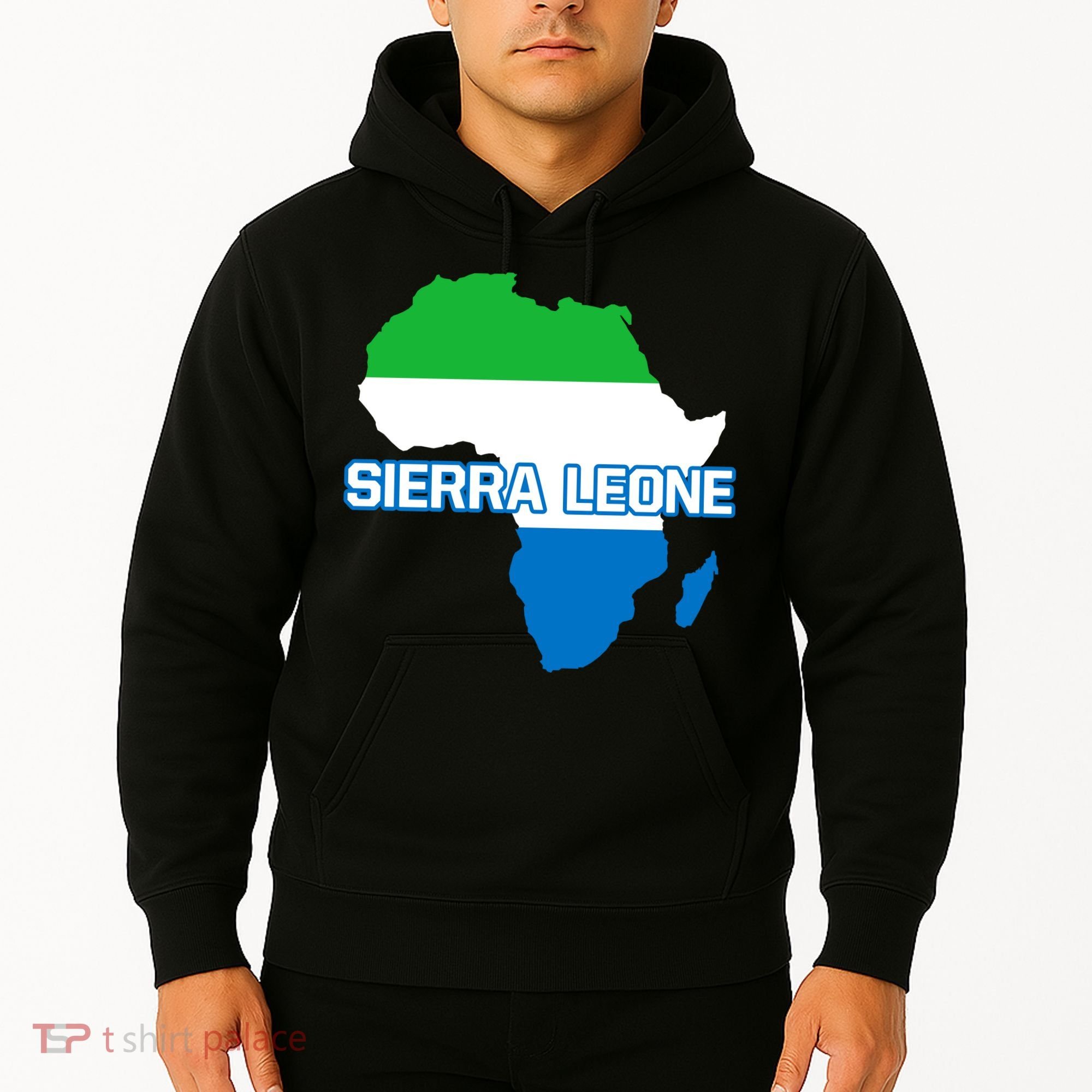 Sierra Leone Sierra Leonean Pride Flag Map Africa Print Hoodie