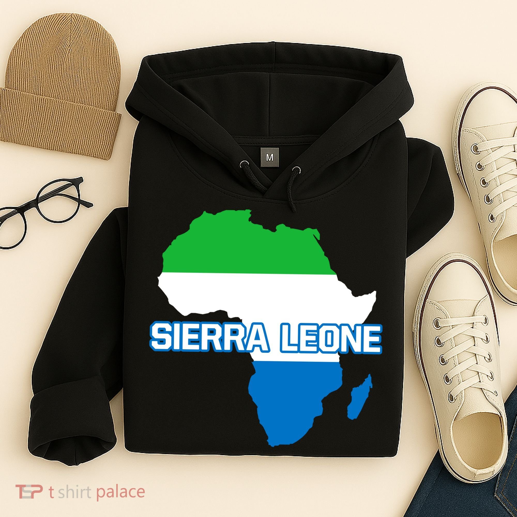 Sierra Leone Sierra Leonean Pride Flag Map Africa Print Hoodie