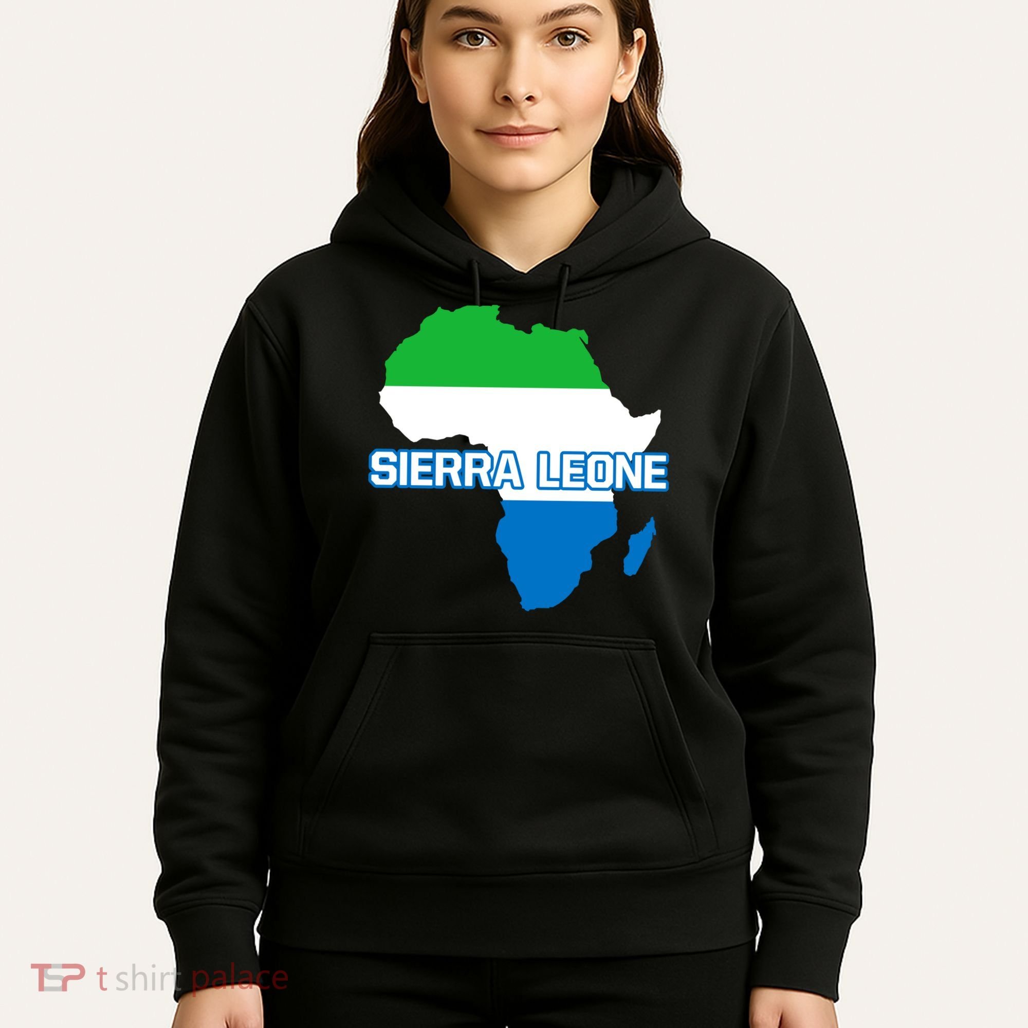 Sierra Leone Sierra Leonean Pride Flag Map Africa Print Hoodie