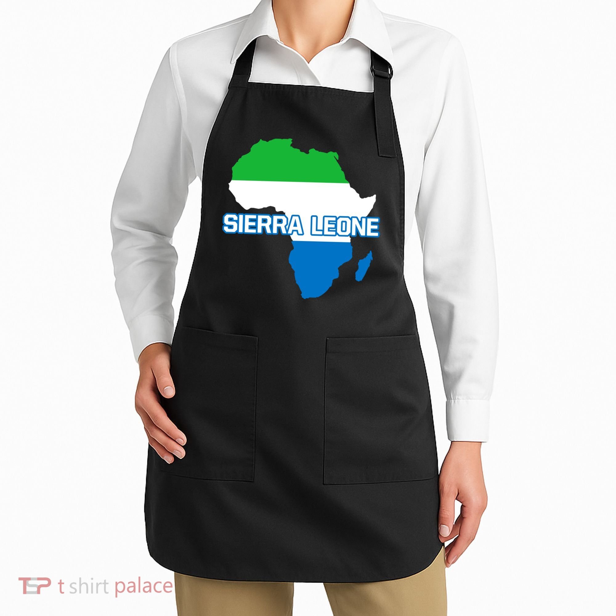 Sierra Leone Sierra Leonean Pride Flag Map Africa Print Apron