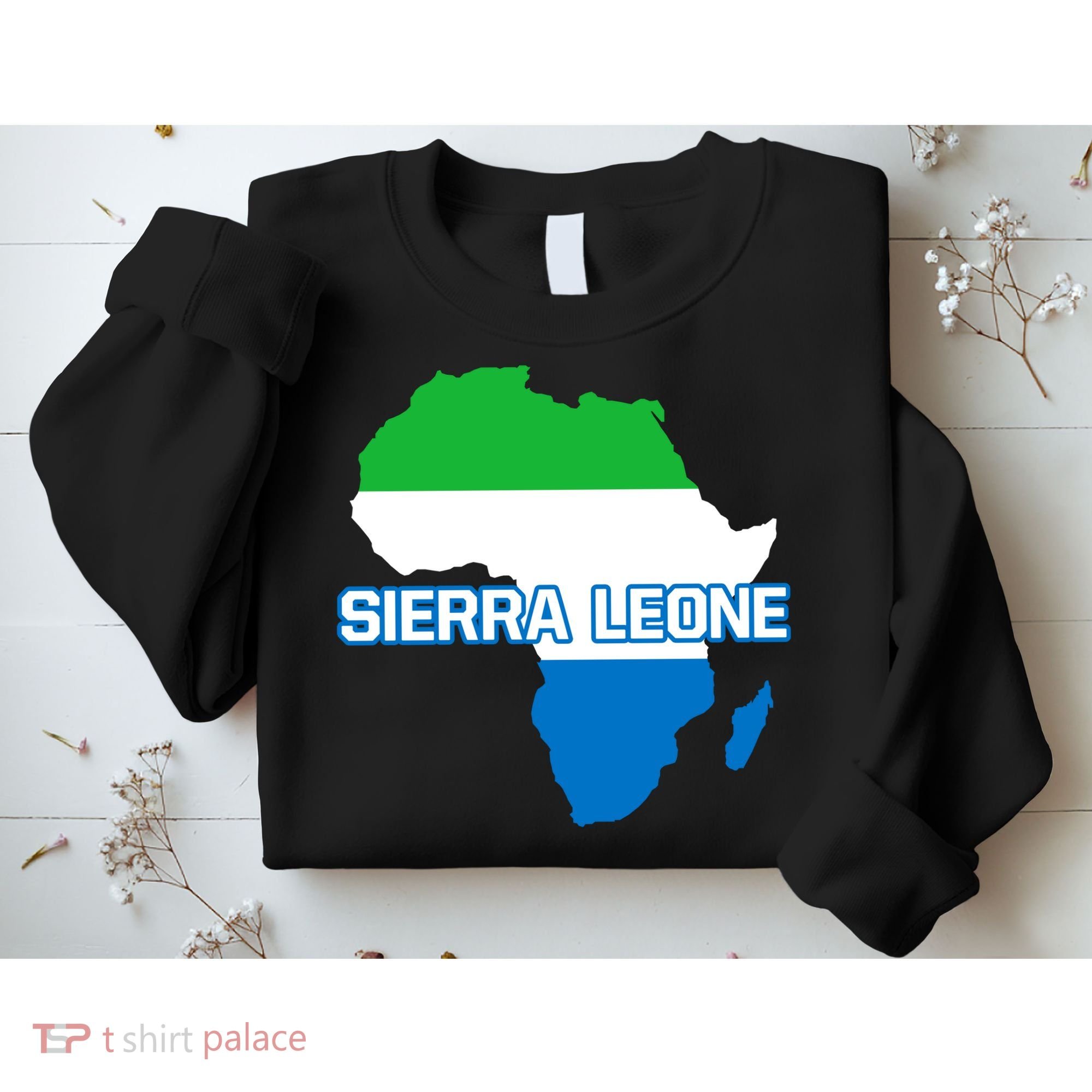 Sierra Leone Sierra Leonean Pride Flag Map Africa Print Sweatshirt