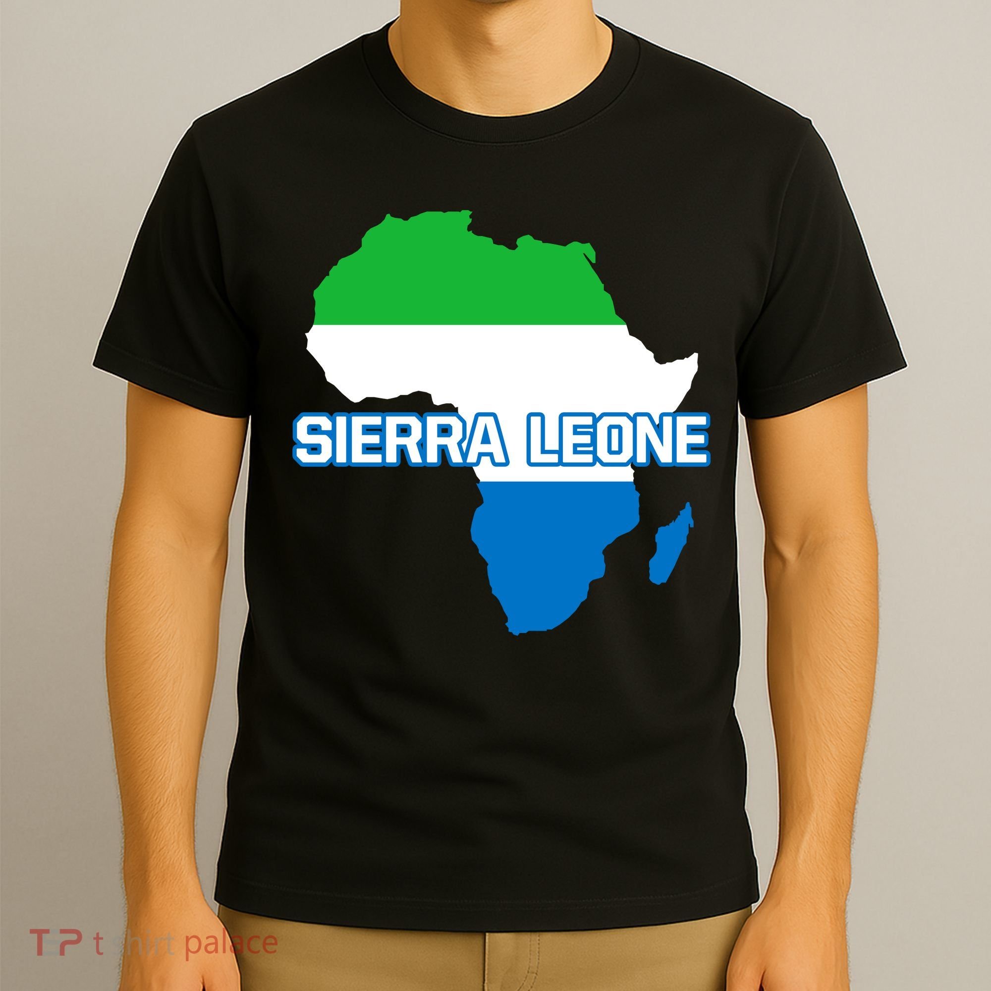 Sierra Leone Sierra Leonean Pride Flag Map Africa Print T-Shirt