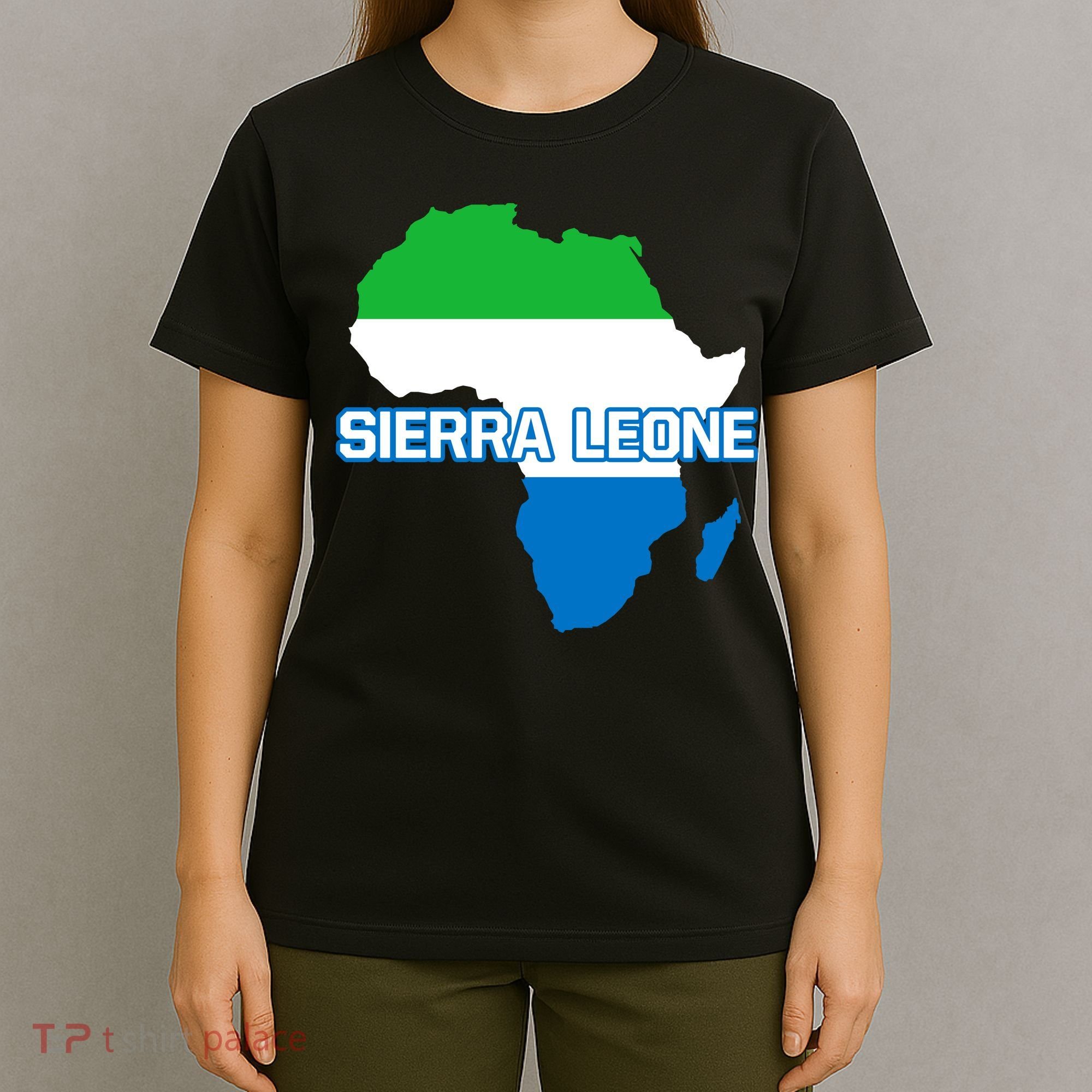 Sierra Leone Sierra Leonean Pride Flag Map Africa Print T-Shirt