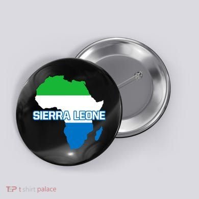 Sierra Leone Sierra Leonean Pride Flag Map Africa Print Button
