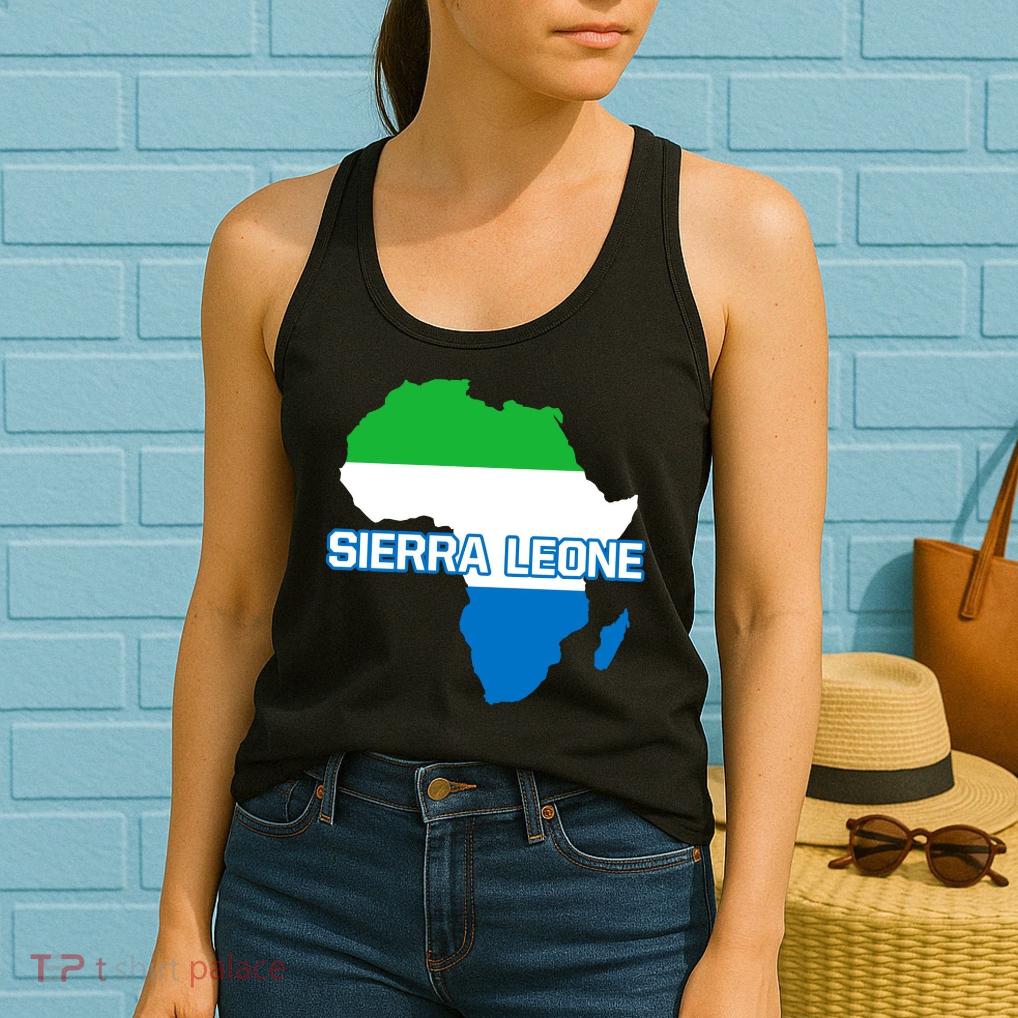 Sierra Leone Sierra Leonean Pride Flag Map Africa Print Women's Tank Top