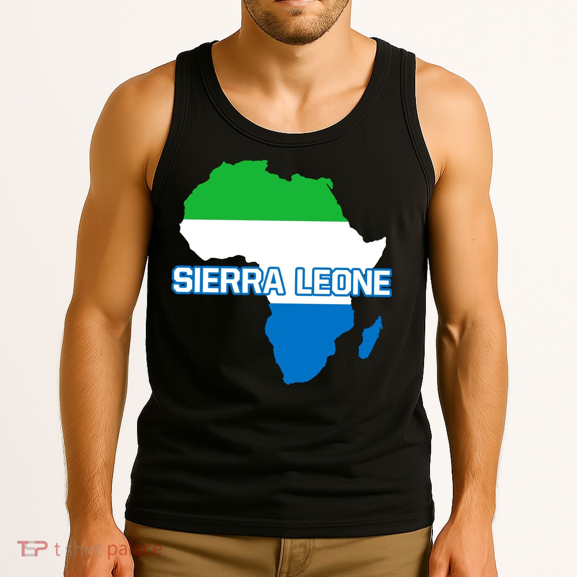 Sierra Leone Sierra Leonean Pride Flag Map Africa Print Tank Top