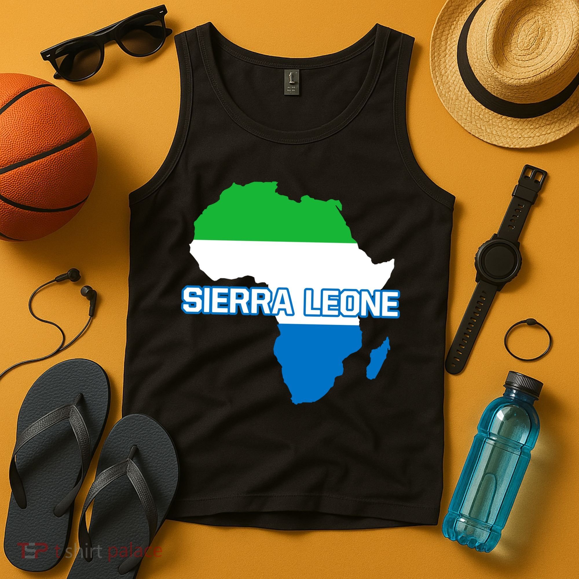 Sierra Leone Sierra Leonean Pride Flag Map Africa Print Tank Top
