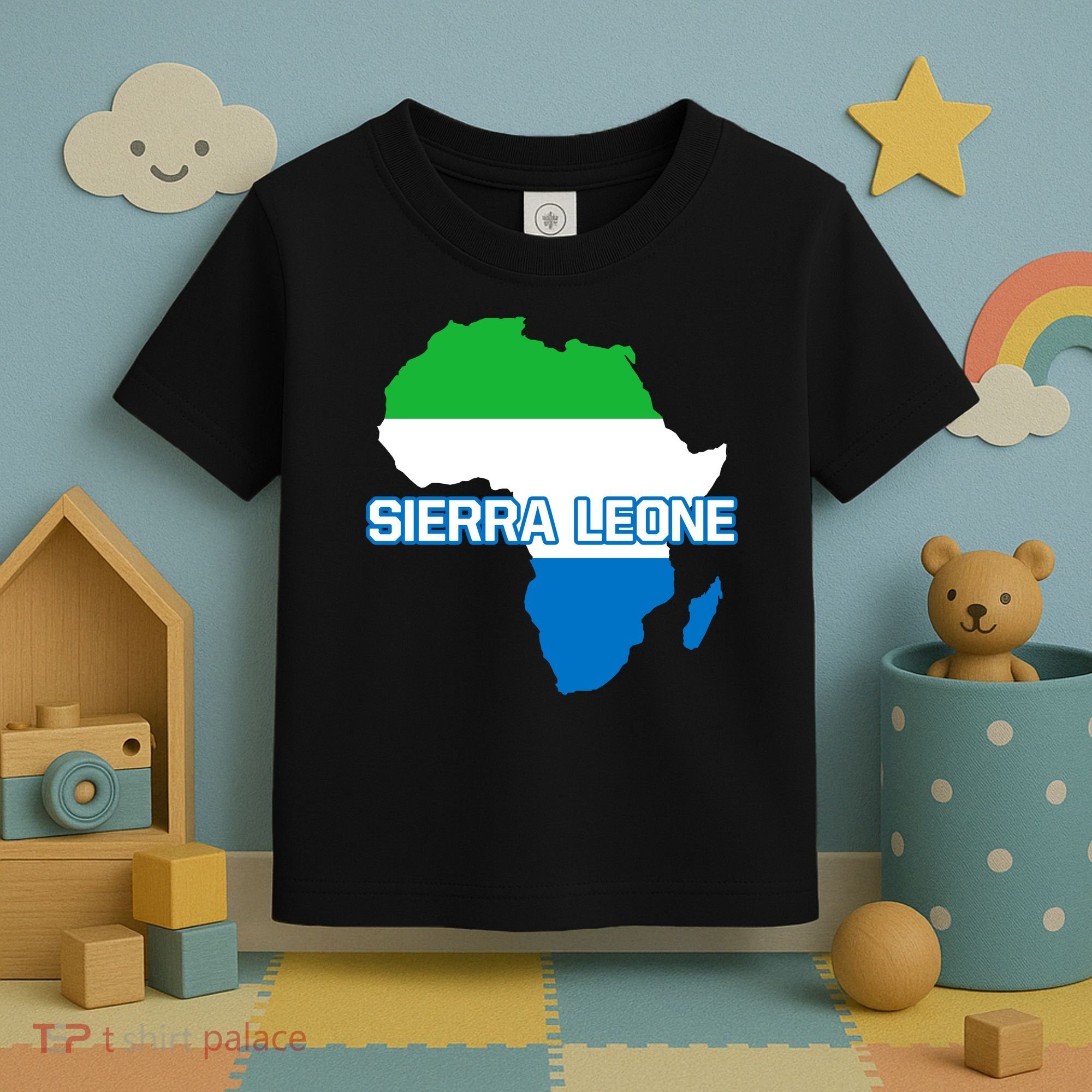 Sierra Leone Sierra Leonean Pride Flag Map Africa Print Toddler T-Shirt