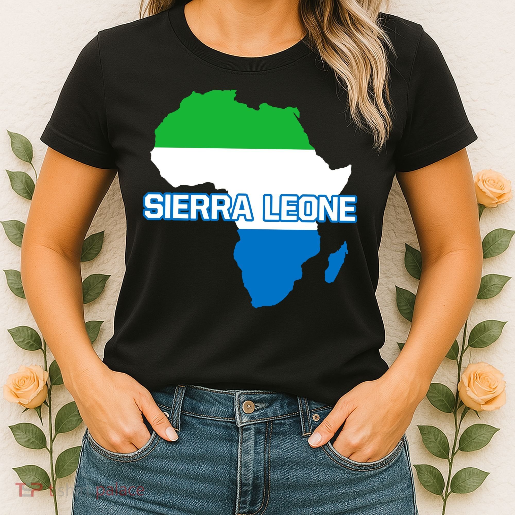 Sierra Leone Sierra Leonean Pride Flag Map Africa Print Women's T-Shirt