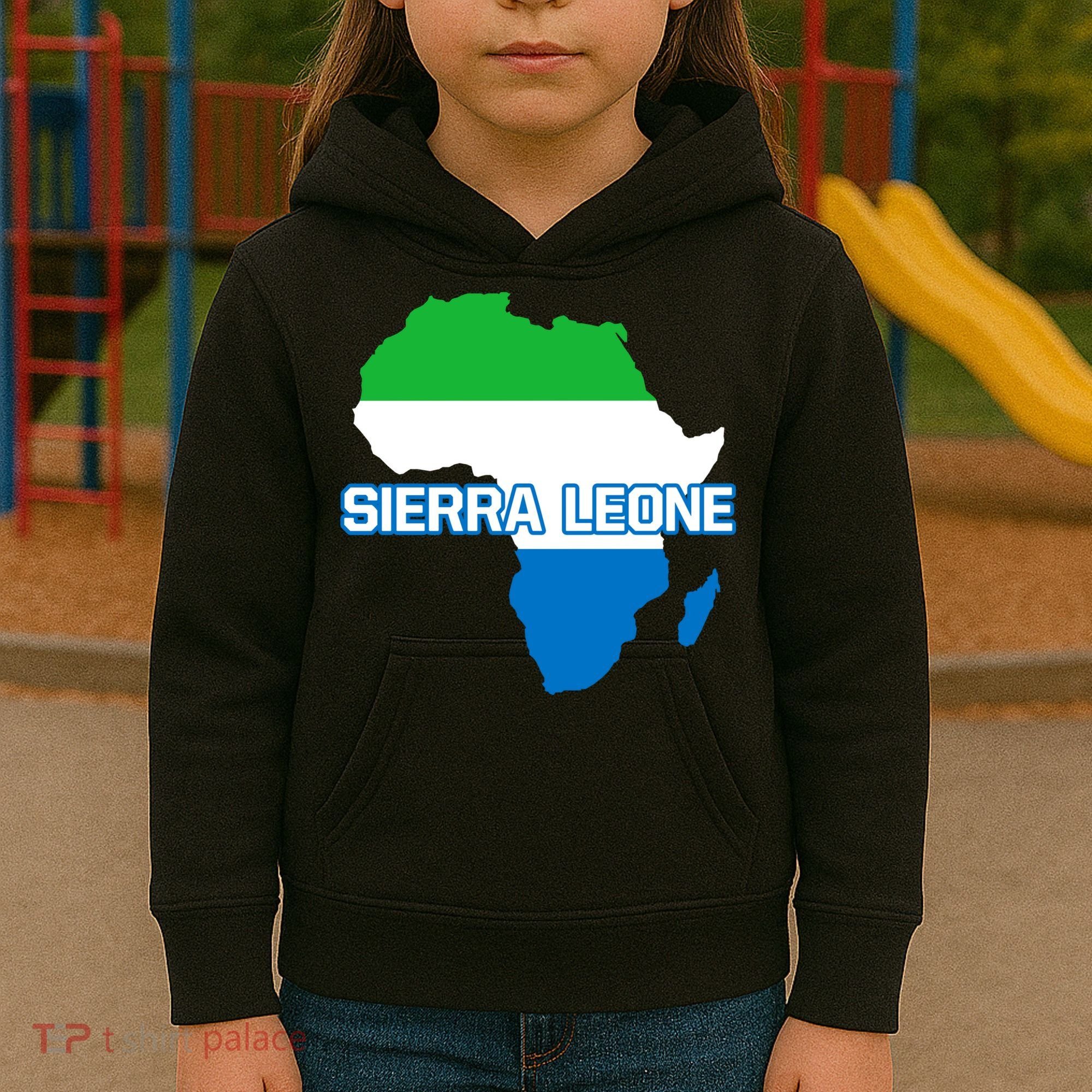 Sierra Leone Sierra Leonean Pride Flag Map Africa Print Kids Hoodie