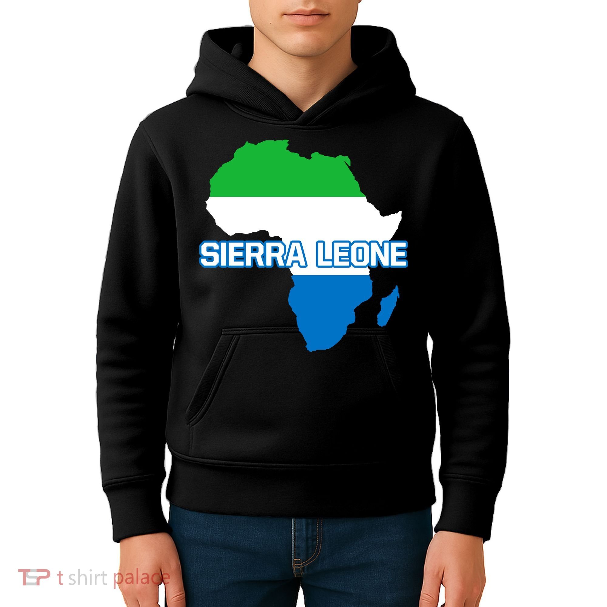 Sierra Leone Sierra Leonean Pride Flag Map Africa Print Kids Hoodie